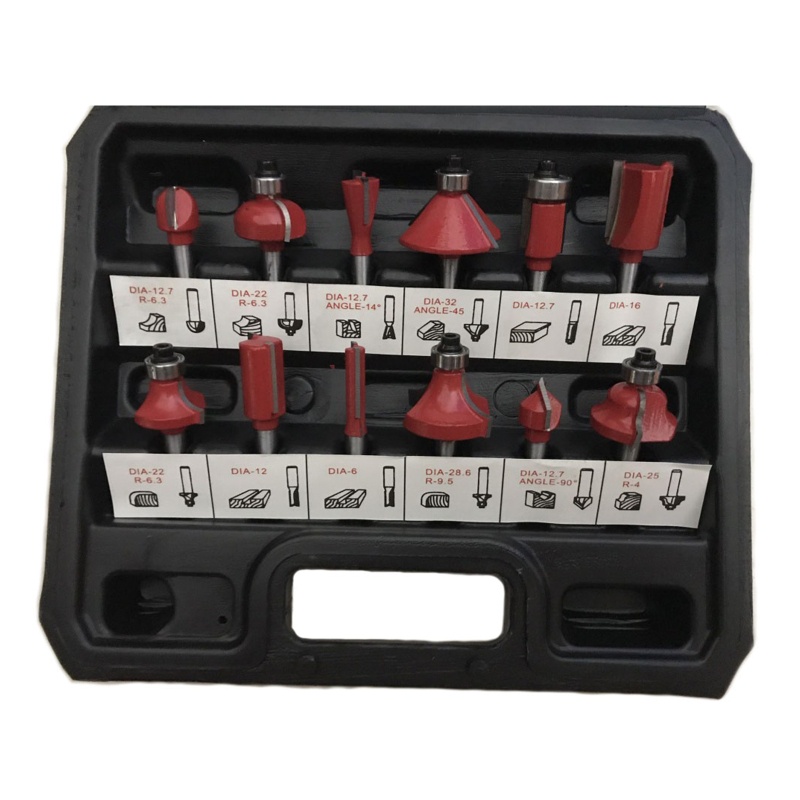 Bộ 12 Mũi Phay Router Chuôi 1 / 4 &quot;Cắt Gỗ Chuyên Dụng