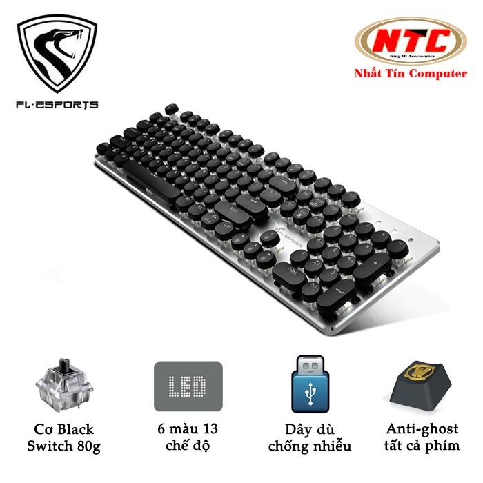 [Mã 267ELSALE hoàn 7% đơn 300K] Bàn phím cơ Blue Swich cao cấp FL Esports K180R-led 6 màu