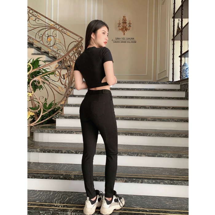 Quần tregging nữ lưng cạp cao dài dáng Susana thun ôm bó legging skinny