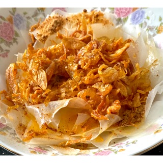 Bánh tráng dẻo sate hành phi