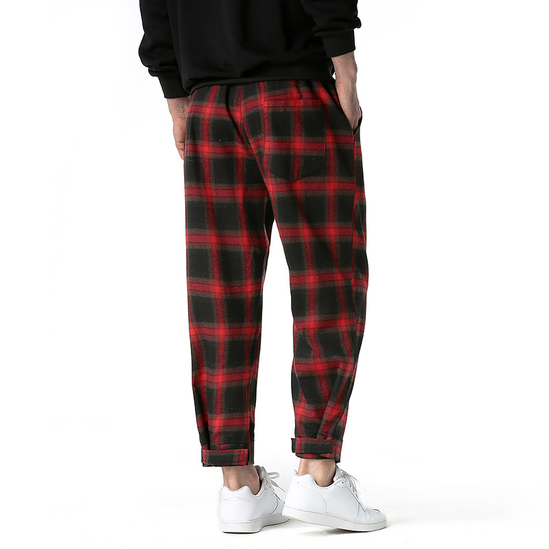 2021 Trendy Plaid Pants Men's Velcro Casual Pants