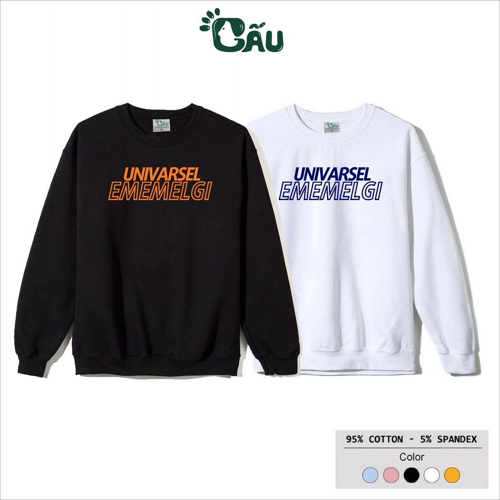 Áo sweater GẤU 194 vải thu đông co dãn, dày dặn mềm mịn form rộng phong cách Unisex - SW UNIVARSEL