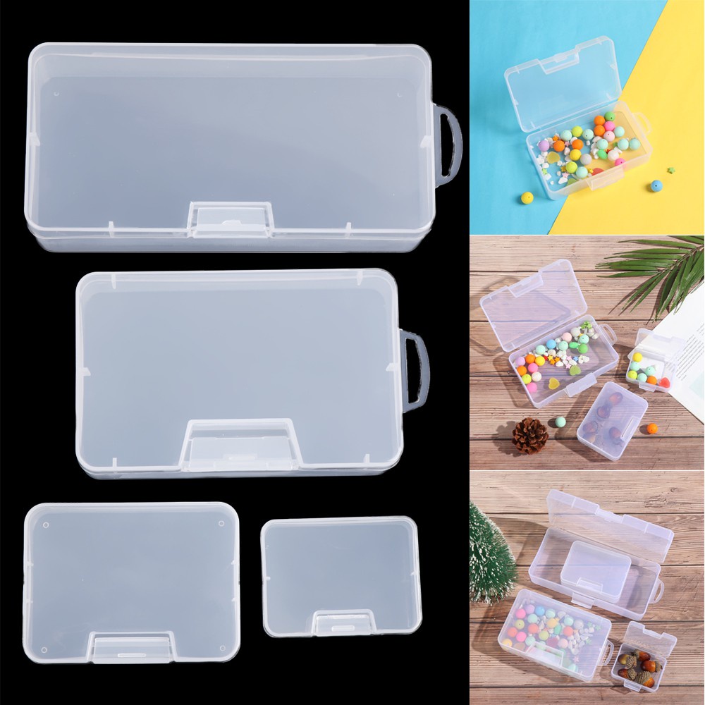 LETTER🌟 Small Storage Box Plastic Pill Storage Supply Jewelry Diamond Container 4 Sizes Clips Boxes Home Organization Square Clear Craft Bead Holder