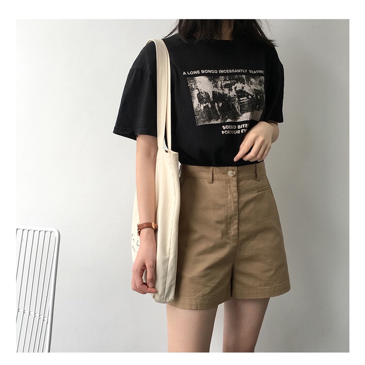 Quần Short kaki Lưng Cao Túi Mổ Ulzzang nữ Phong Cách Hàn Quốc Siêu Đẹp PL52