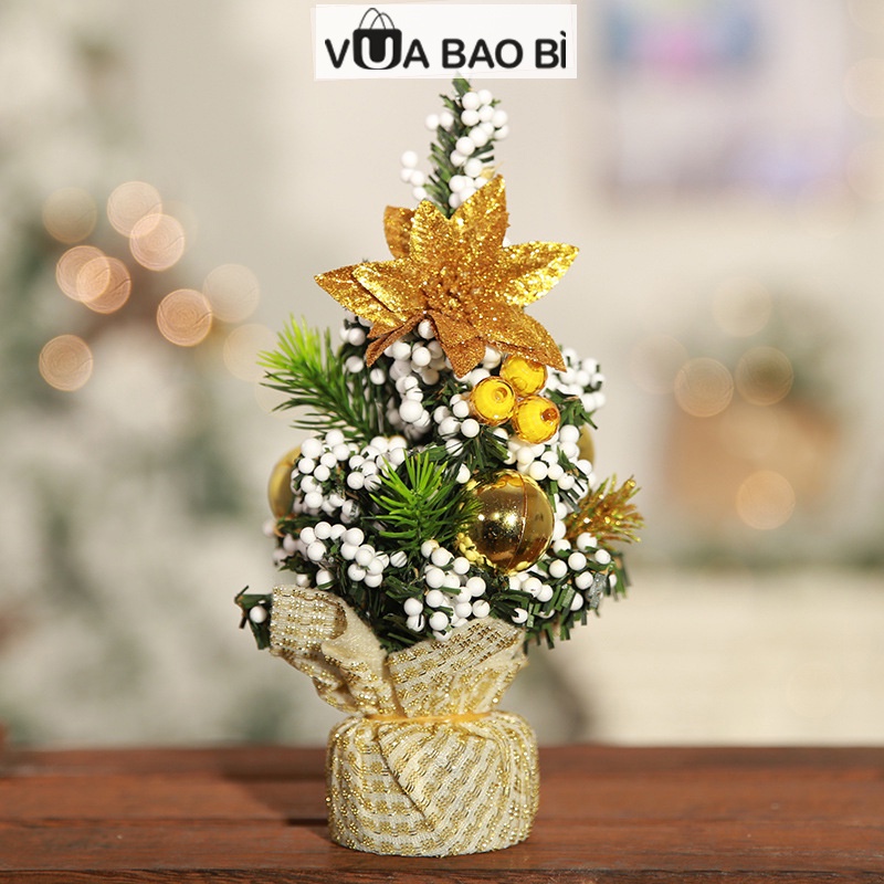 Cây thông Noel giáng sinh để bàn mini trang trí Noel kèm phụ kiện cao 20-40cm