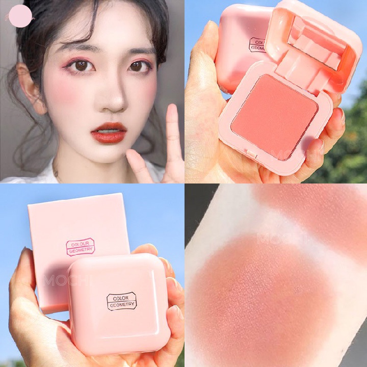 Phấn Má Hồng Trang Điểm 6 Màu Xinh Xắn + Kèm Gương Và Cọ Tiện Dụng Vitality Blush Color Geometry Makeup MOCHI SHOP