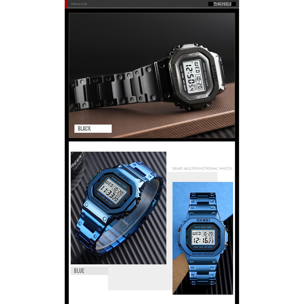 Đồng Hồ Điện Tử SKMEI Chống Nước Dây Thép Không Gỉ Thời Trang Cho Nam