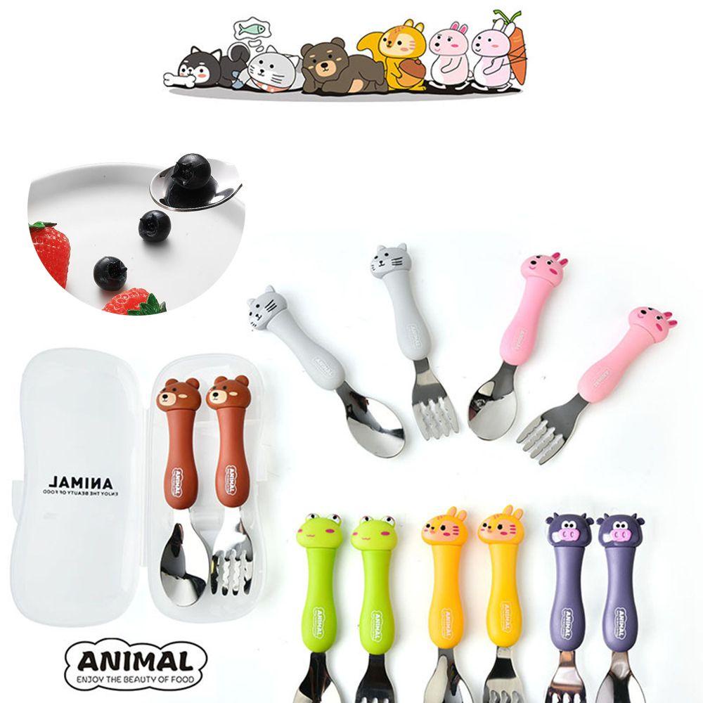 LUOL Bộ Muỗng Nĩa Tập Ăn Kèm Hộp Đựng Cho Bé