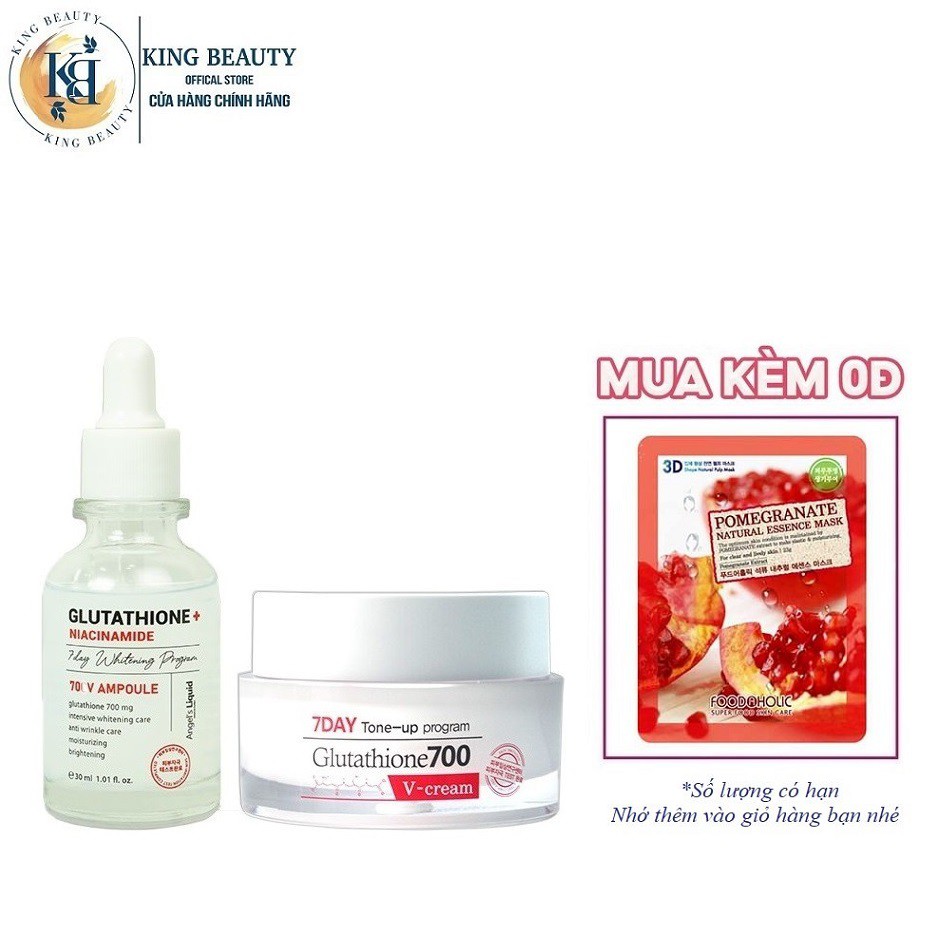 Combo 2 SP Dưỡng Da Trắng Sáng, Mờ Thâm Nám Angel's Liquid Glutathione700 (Serum Plus Niacinamide 30ml + Kem Đêm 50ml)