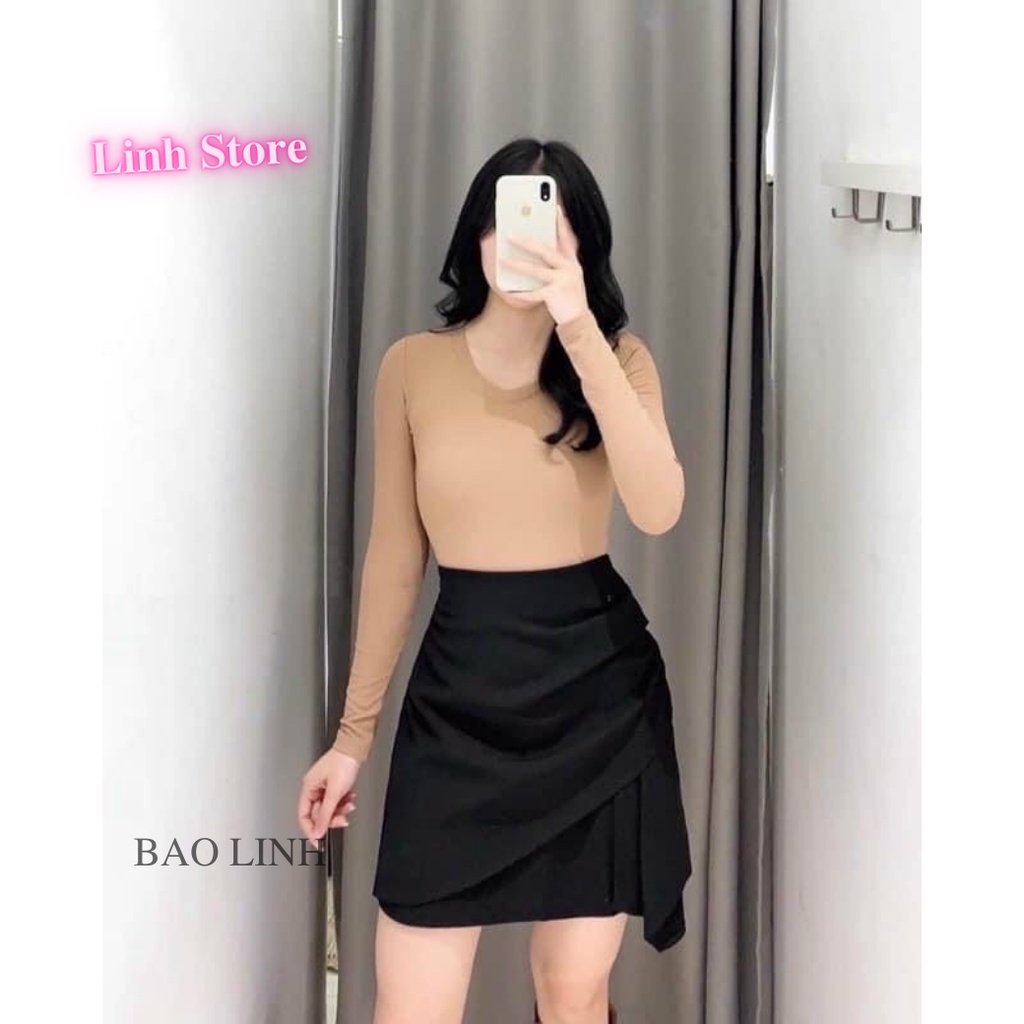 Chân Váy Ngắn Lưng Cao Nhún Eo Dáng Chữ A Phong Cách Công Sở Linh Store Mặc Đi Làm Đi Chơi