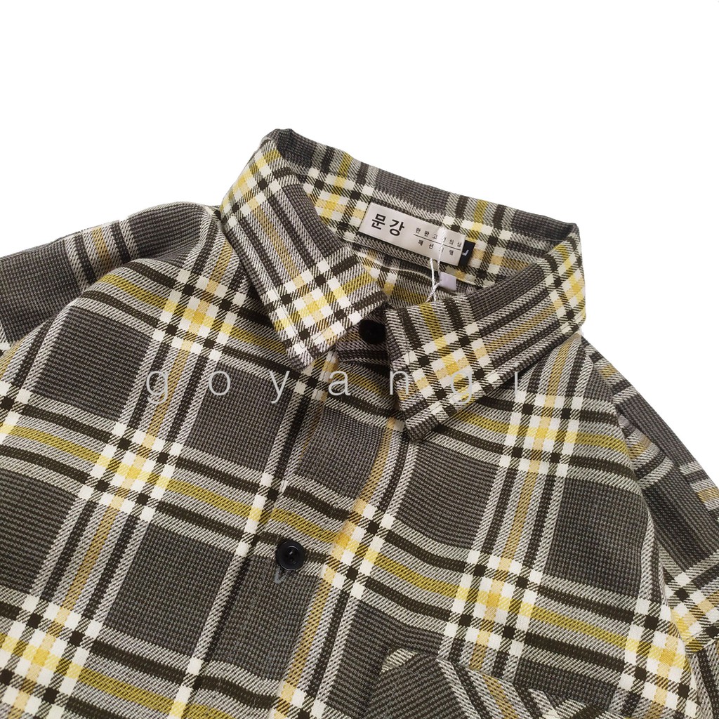 Áo sơ mi Flannel nam dáng rộng phong cách Hàn Quốc