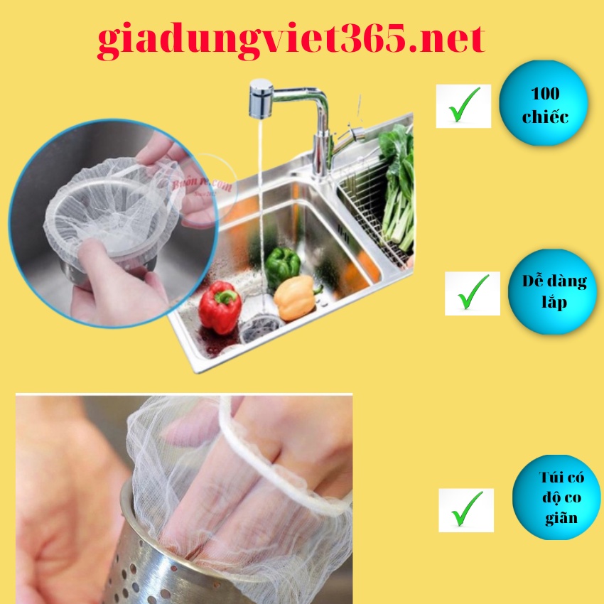 Lọc rác bồn rửa chén tiện dụng 100 túi