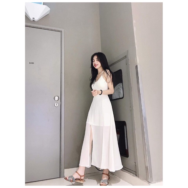 Váy maxi dây đan lưng