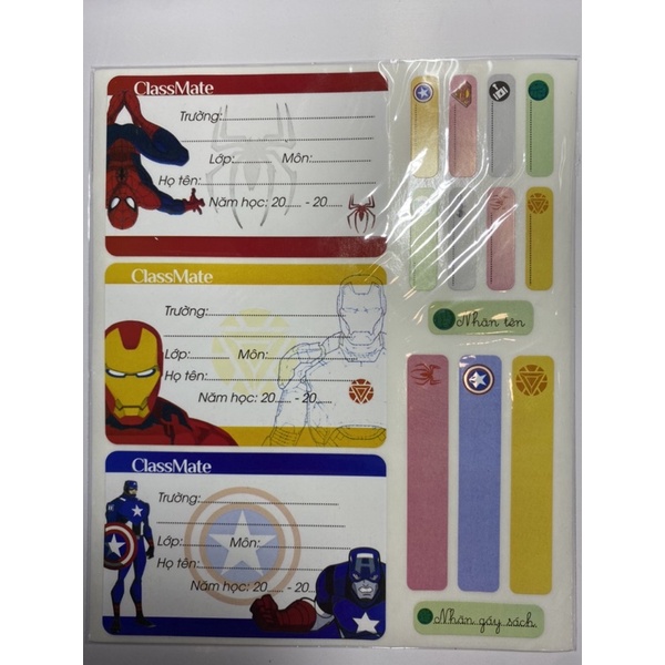 Nhãn dán tập vở sách Classmate Công Chúa, Siêu Nhân.