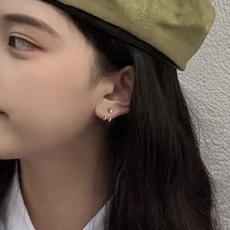 Khuyên Tai Hình Học Nhỏ Phong Cách hip hop punk Hàn Quốc Cho Nam Và Nữ