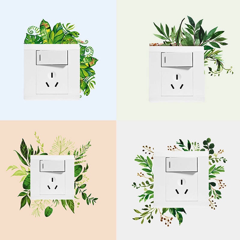 Miếng Dán Trang Trí Công Tắc Đèn Bằng PVC Hình Chiếc Lá Phong Cách Bắc Âu