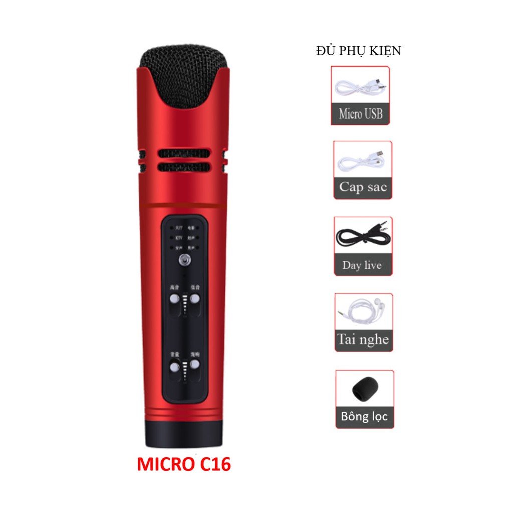 Micro kiêm sound card live stream C16 chất lượng cao