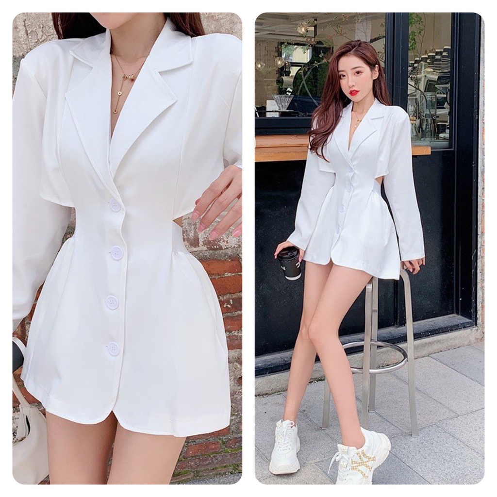 Đầm nữ dáng ôm kiểu sơ mi vest tay dài Emilyshop