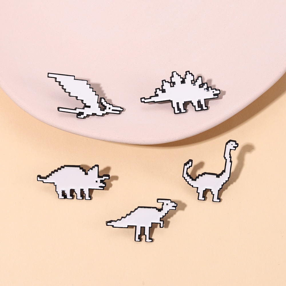 Ghim Cài Áo Hình Khủng Long Phong Cách Mosaic Độc Đáo