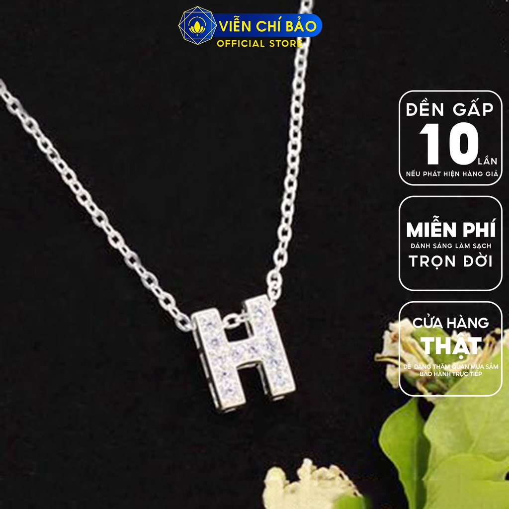 Dây chuyền bạc nữ chữ H đính đá chất liệu bạc S925 thời trang phụ kiện trang sức nữ Viễn Chí Bảo D400640