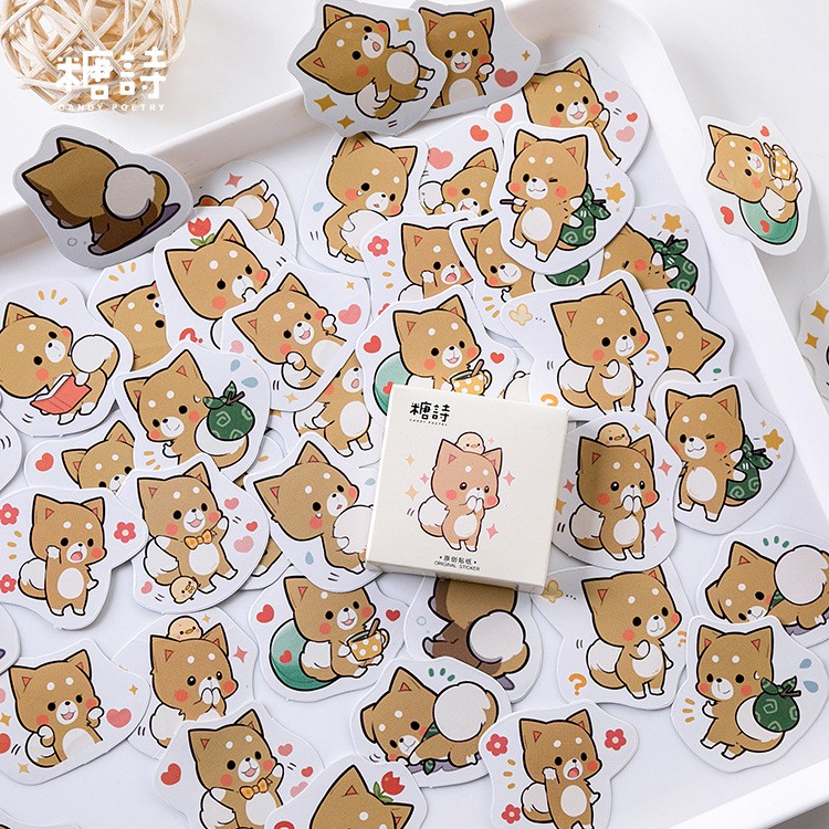 Bộ sticker/ Hình dán Bé Mèo Nâu (45 Hình)