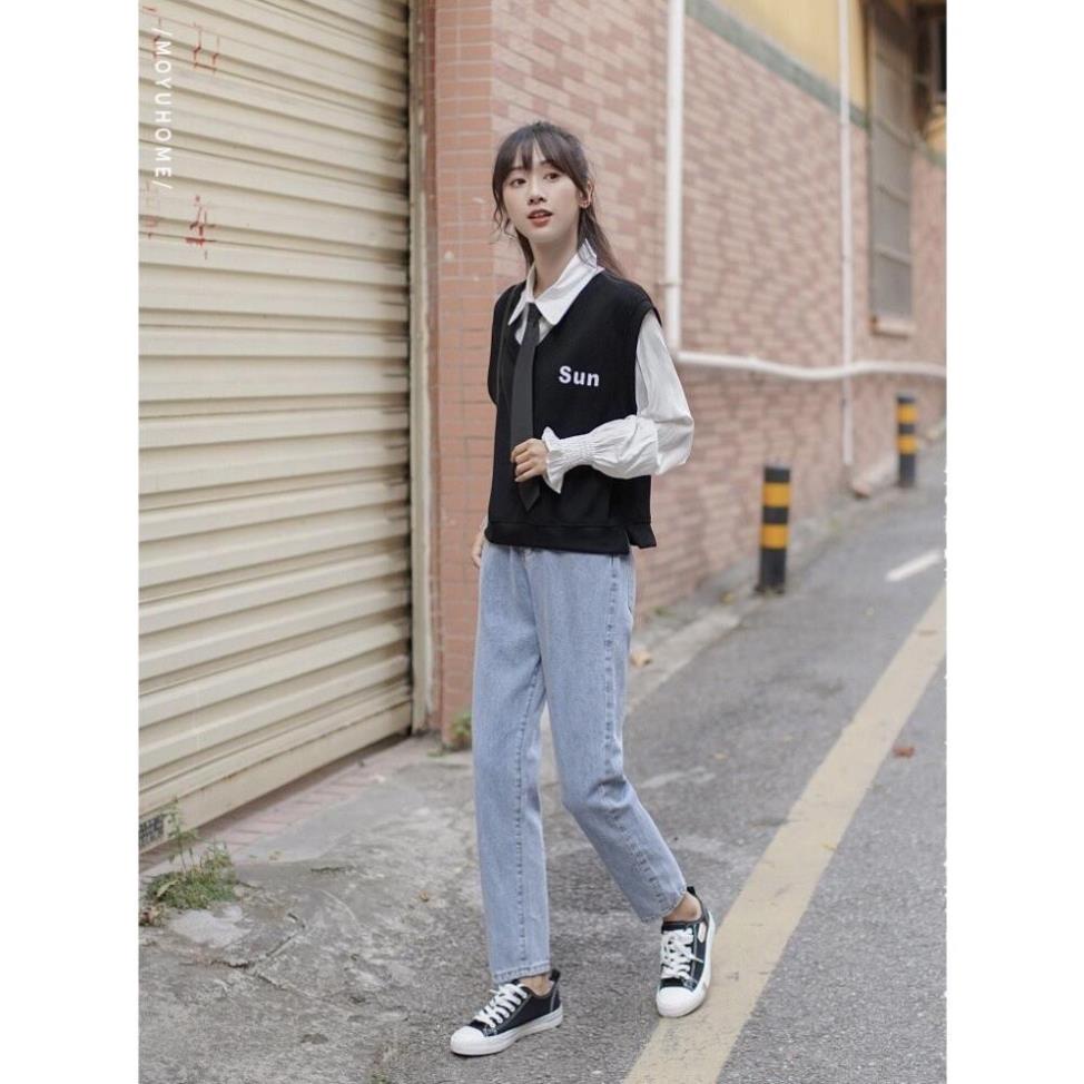 Quần jean baggy nữ mẫu ông đứng có rách gấu TX-02 hot trend 2022