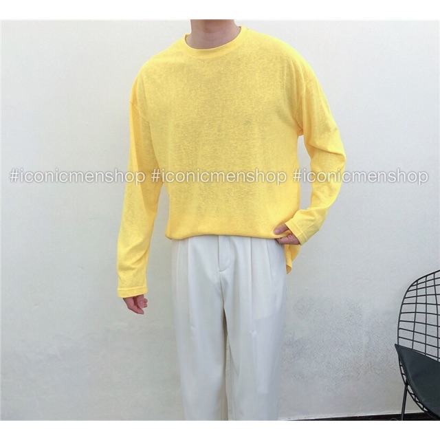 Áo thun nam vải cotton giấy ,dài tay fom rộng
