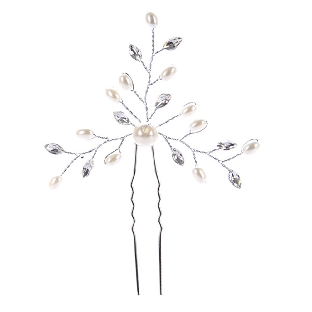 Kẹp tóc hình chữ U đính đá pha lê ngọc trai thanh lịch