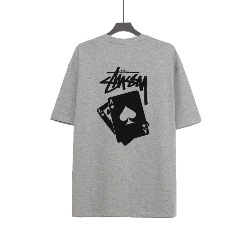 Áo thun cổ tròn ngắn tay in chữ STUSSY dáng rộng ST9#
