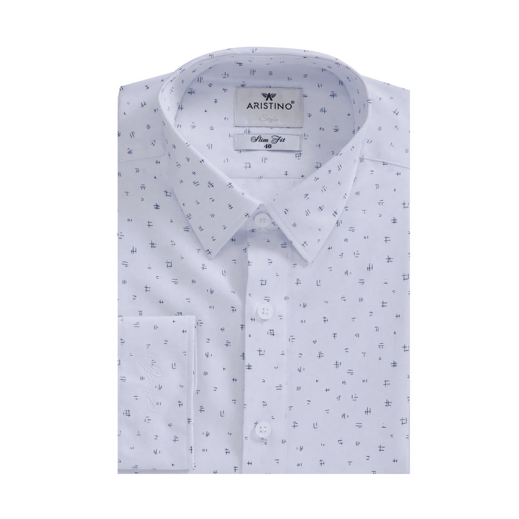 Áo sơ mi nam dài tay ARISTINO màu trắng in họa tiết tinh tế, thanh lịch -  ALS02702