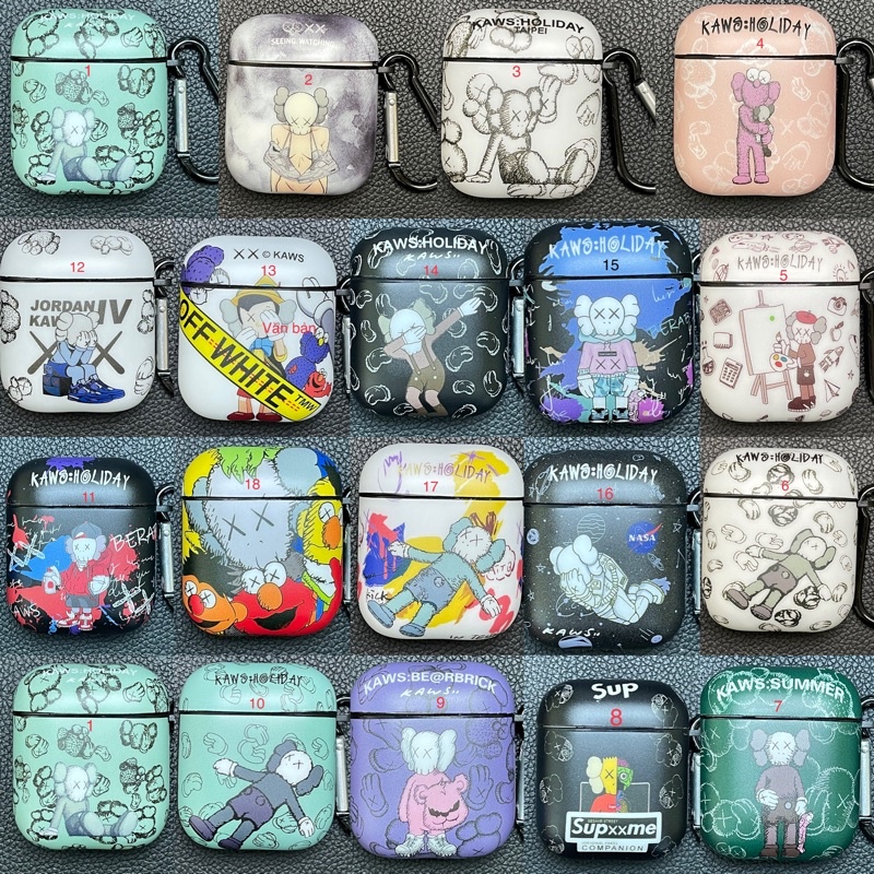 [P1]Vỏ Ốp Case Airpods1/2 Kaws Ngộ Nghĩnh Chồng Trầy Xước Kèm Móc Đeo