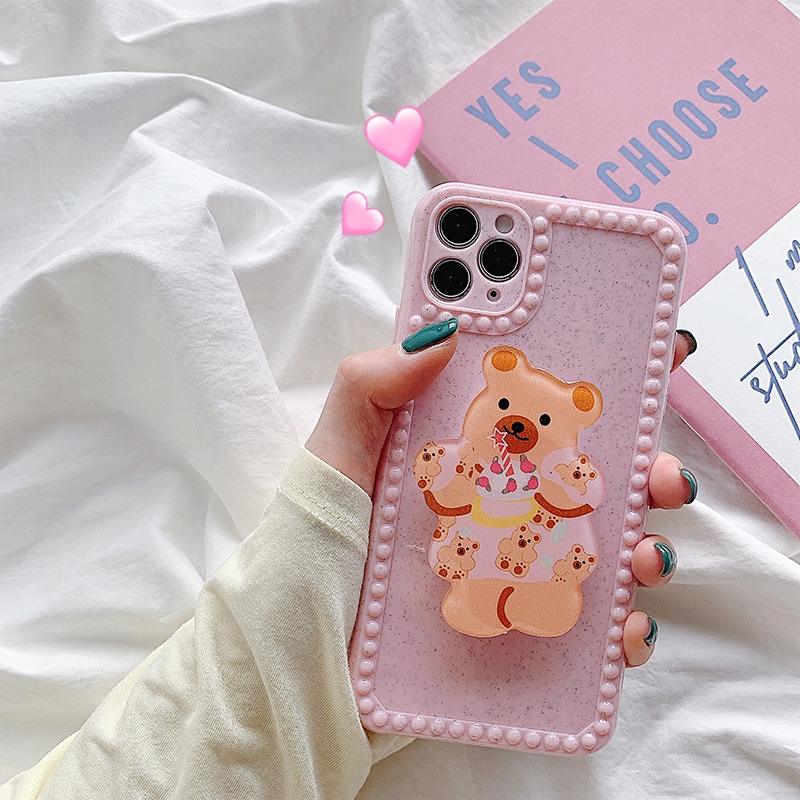 Ốp Điện Thoại Màu Hồng In Hình Gấu Hoạt Hình Có Giá Đỡ Cho Iphone 11pro Max | BigBuy360 - bigbuy360.vn