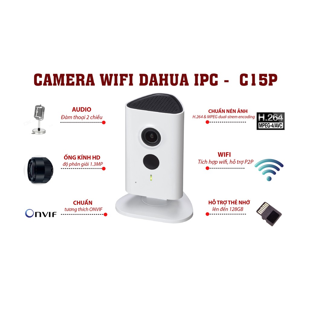 Camera IP Wifi Dahua 1.3Mp IPC-C15P