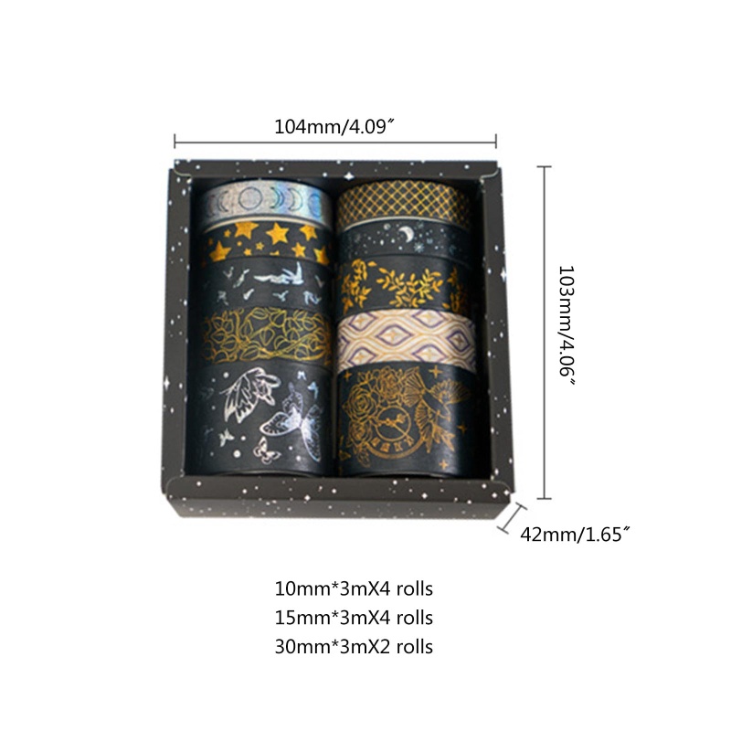 Bộ 10 Cuộn Băng Dính Washi Dùng Trang Trí Sổ Tay DIY