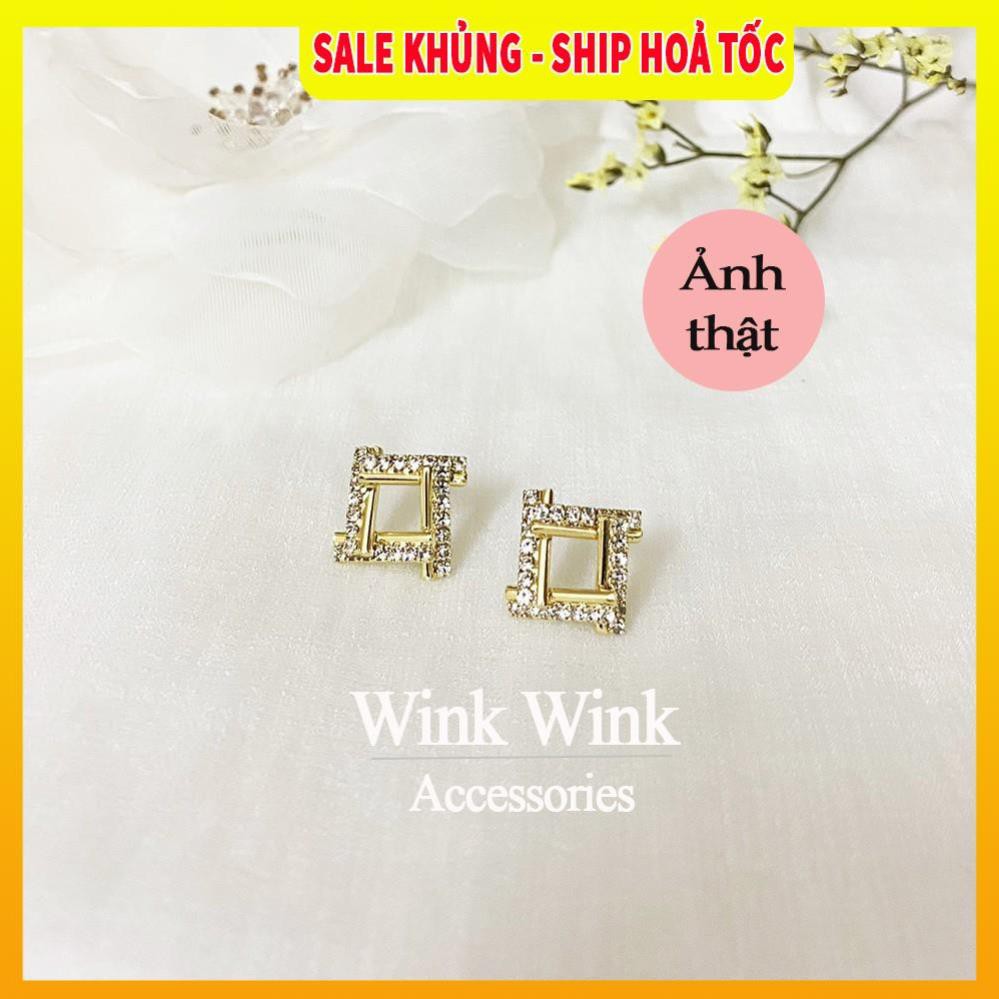 Có Video, Ảnh Thật ⚡SALE⚡ Bông tai đính đá hình thoi Hàn Quốc| Khuyên tai đẹp 2021- Wink Accessories L1AS11