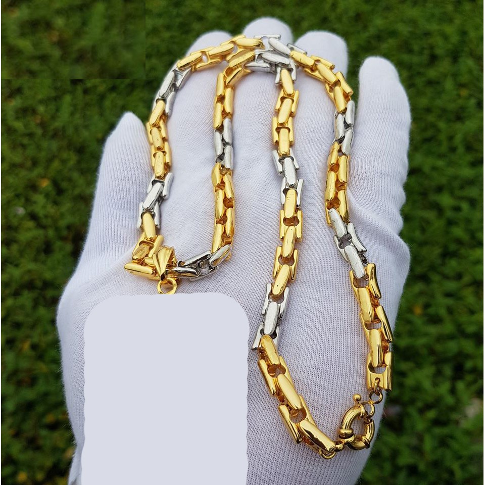 Dây chuyền nam đốt vuông D20 mạ vàng 18K