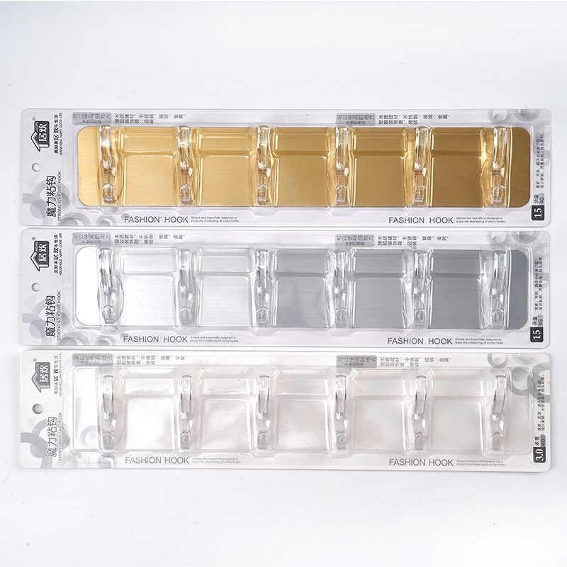 Thanh móc dán tường treo đồ quần áo chịu lực có bao chống gãy gập trong suốt siêu dính 6 móc ngang không cần khoan tường