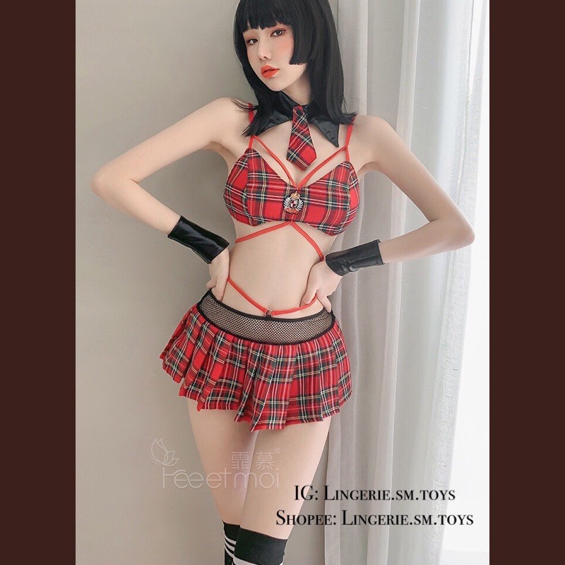 Set Học Sinh Kẻ Đỏ | Cosplay Học Sinh | | BigBuy360 - bigbuy360.vn