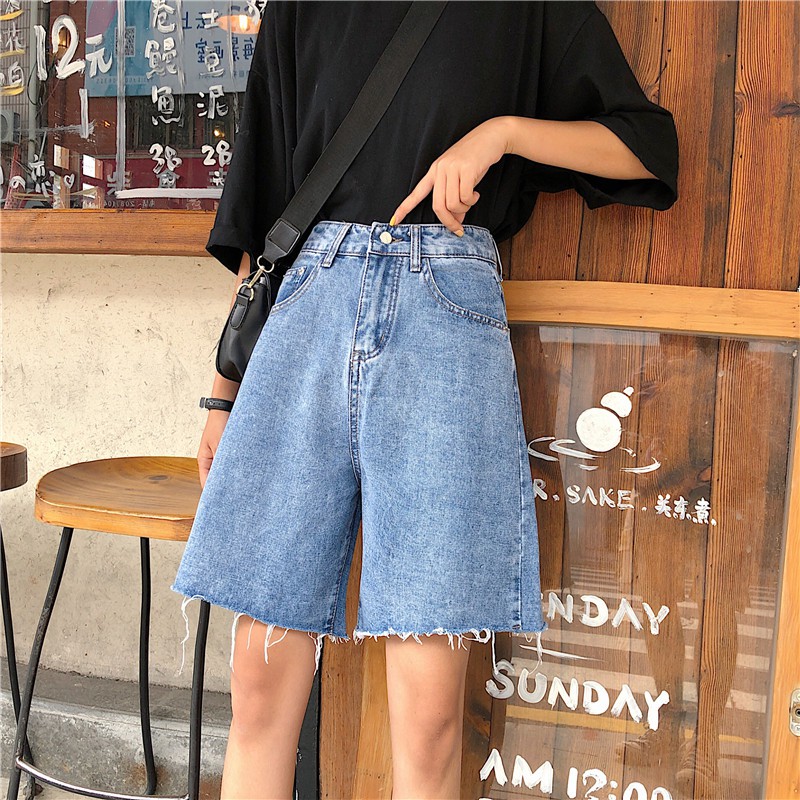 LEEVA - Quần jeans lửng ống xòe cạp cao jeans mềm L264