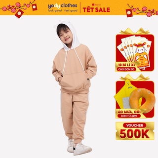 Đồ bộ hoodie trẻ em YODY phối mũ tai gấu BDK4136