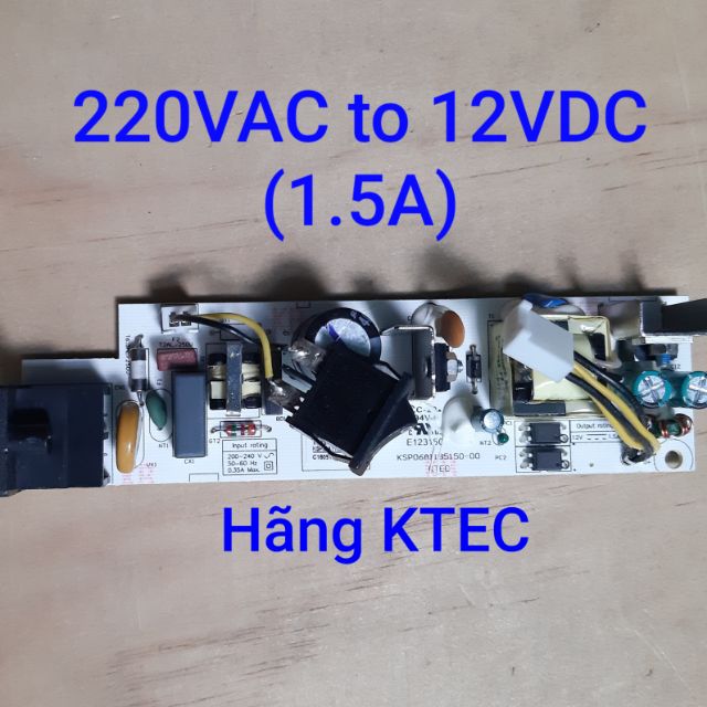 Mạch Nguồn 220VAC to 12VDC (1.5A) hãng KTEC có Công tắc