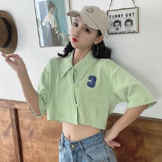 Áo Croptop Cổ Trụ Tay Ngắn Phong Cách Hàn Quốc Cho Nữ