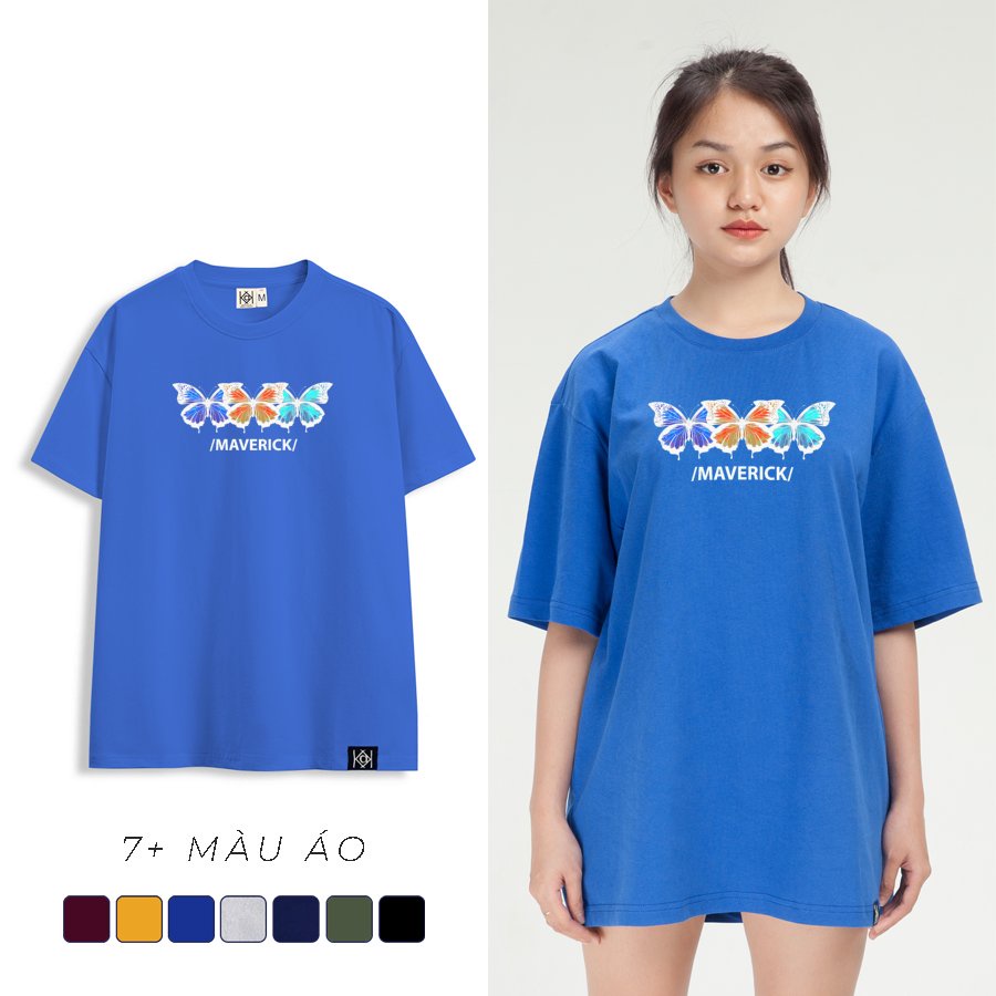 Áo Thun Phông Unisex In Hình Hiệu Ứng Cánh Bươm Bướm Full Tag Oversize Tay Lỡ MVR KK3736