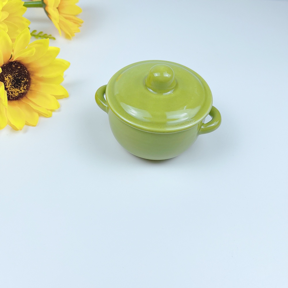 Bát sứ ăn dặm có nắp đậy hình chiếc nồi mini cực kì xinh xắn đáng yêu Minababyvn
