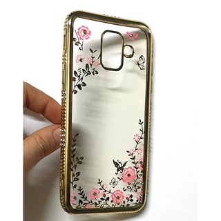 Ốp lưng hình dẻo samsung galaxy a6 2018 / a600 đính đá hoa văn