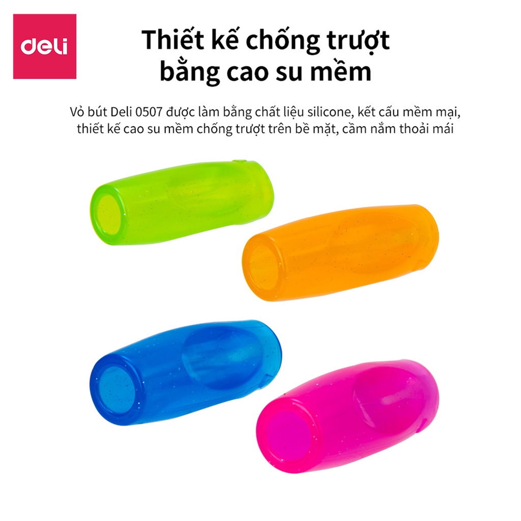 Bộ Dụng cụ hỗ trợ cầm nắm bút cho học sinh Deli - Giúp bé tập viết hỗ trợ định hình tay bút - vỉ 4 chiếc - 507