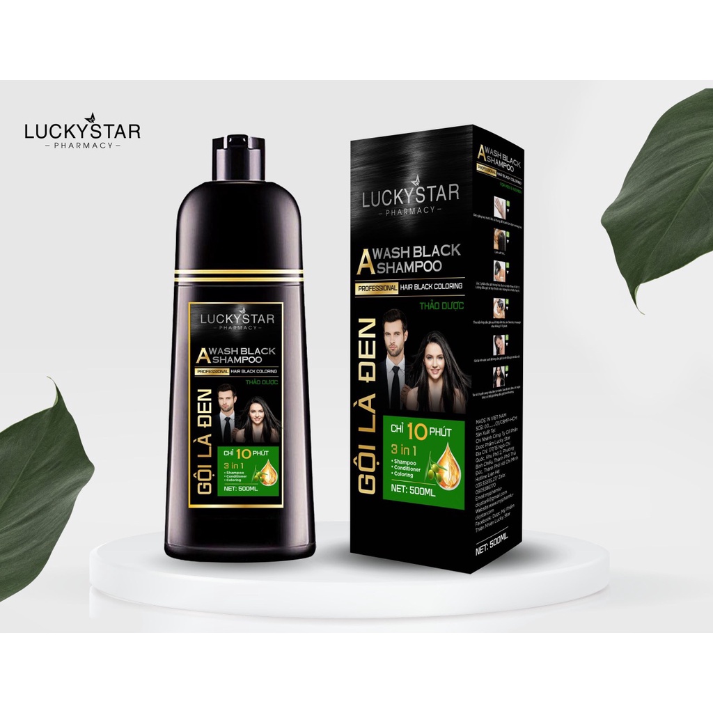 Combo Gội Là Đen &amp; Gội Là Nâu Thảo Dược Cao Cấp Lucky Star - 2Chai*500ml