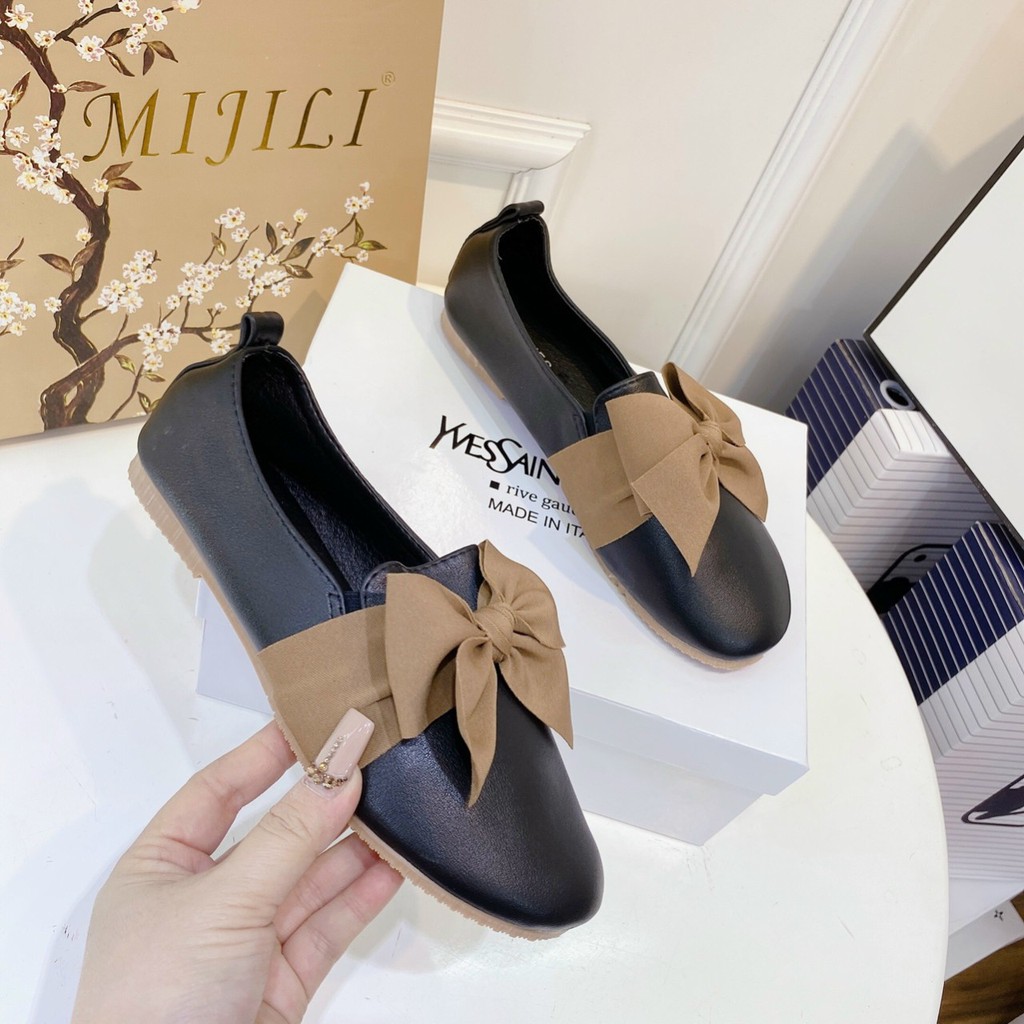 Giày búp bê mũi tròn phối nơ lụa - Siêu xinh | BigBuy360 - bigbuy360.vn