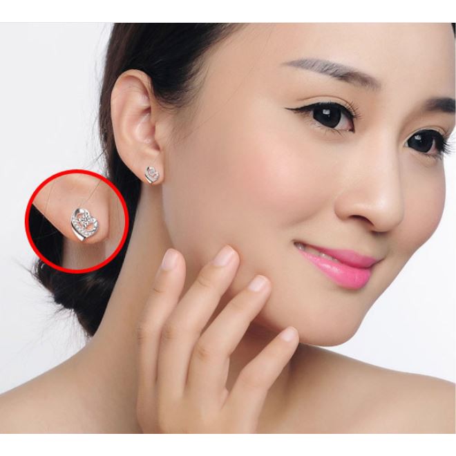 Hoa tai bạc ý 925 hình trái tim nhỏ nhắn, xinh xắn HT81