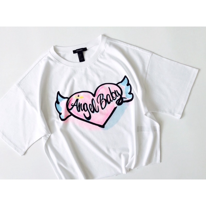 Áo thun cánh dơi form croptop in ANGEL BABY vnxk